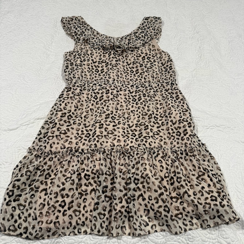 Mini Ruffle Leopard Print Dress - Picture 2 of 9